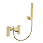 Trace Bath Shower Mixer Tap - Brushed Brass. Stylish bathroom fixture, modern design, UK trend.