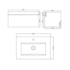 Venus 600 White WH Vanity Unit with Slim Basin - Bathroom Furniture UK