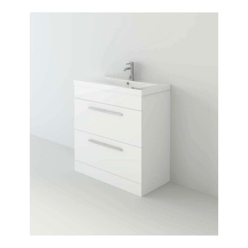 Venus 800 Mid Edged Basin Unit -2 Storage Section, ideal for modern bathrooms, space-saving, stylish design at Bathroom4Less UK.