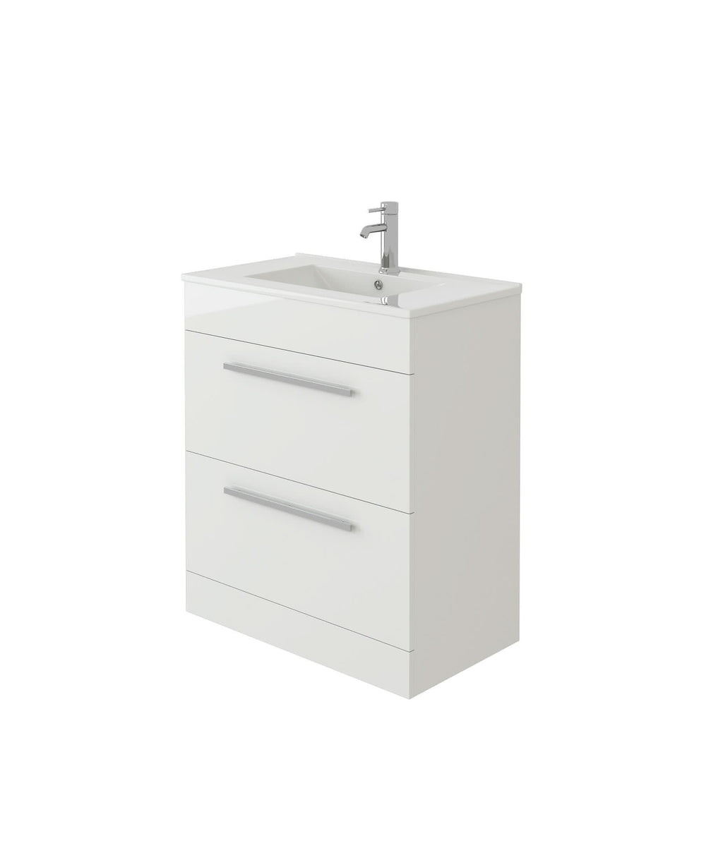 Venus Bathroom FS Unit and Slim-Edge Basin (Drawer & Flap) White