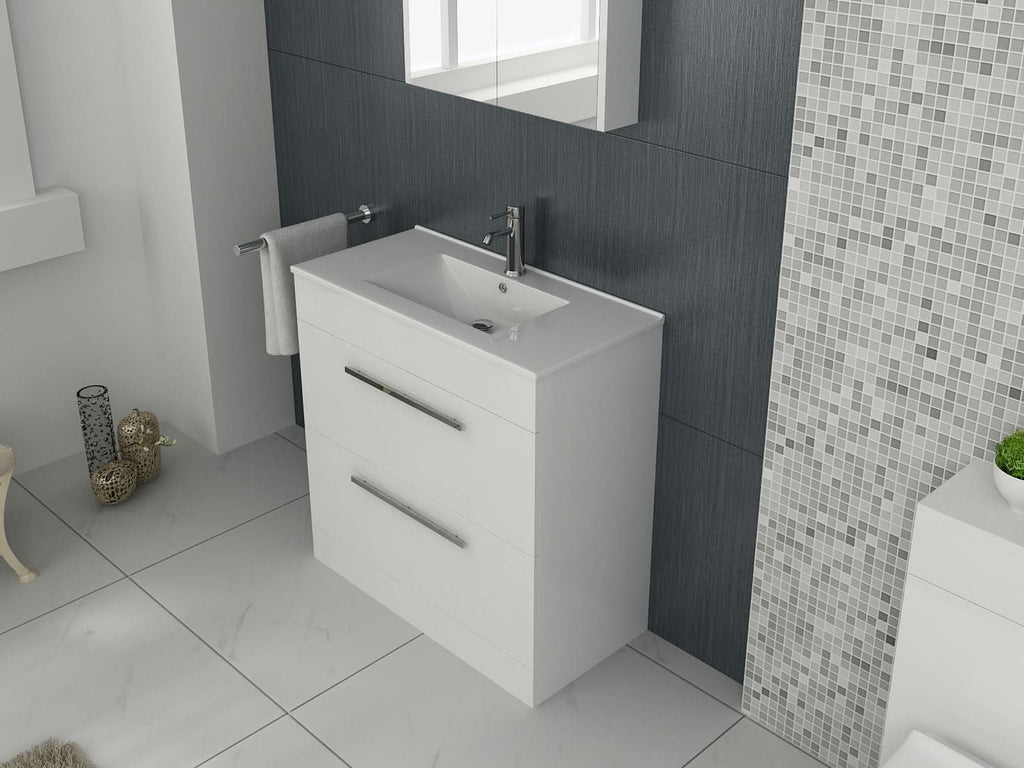Venus Bathroom FS Unit and Slim-Edge Basin (Drawer & Flap) White