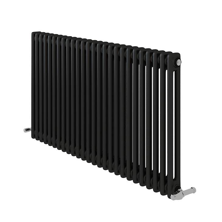 Two or Three Column Radiator Anthracite Grey with Angled Thermostatic Valve