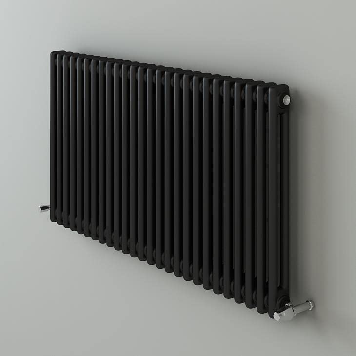 Two or Three Column Radiator Anthracite Grey with Angled Thermostatic Valve