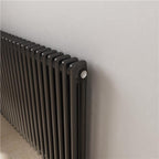Two or Three Column Radiator Anthracite Grey with Angled Thermostatic Valve
