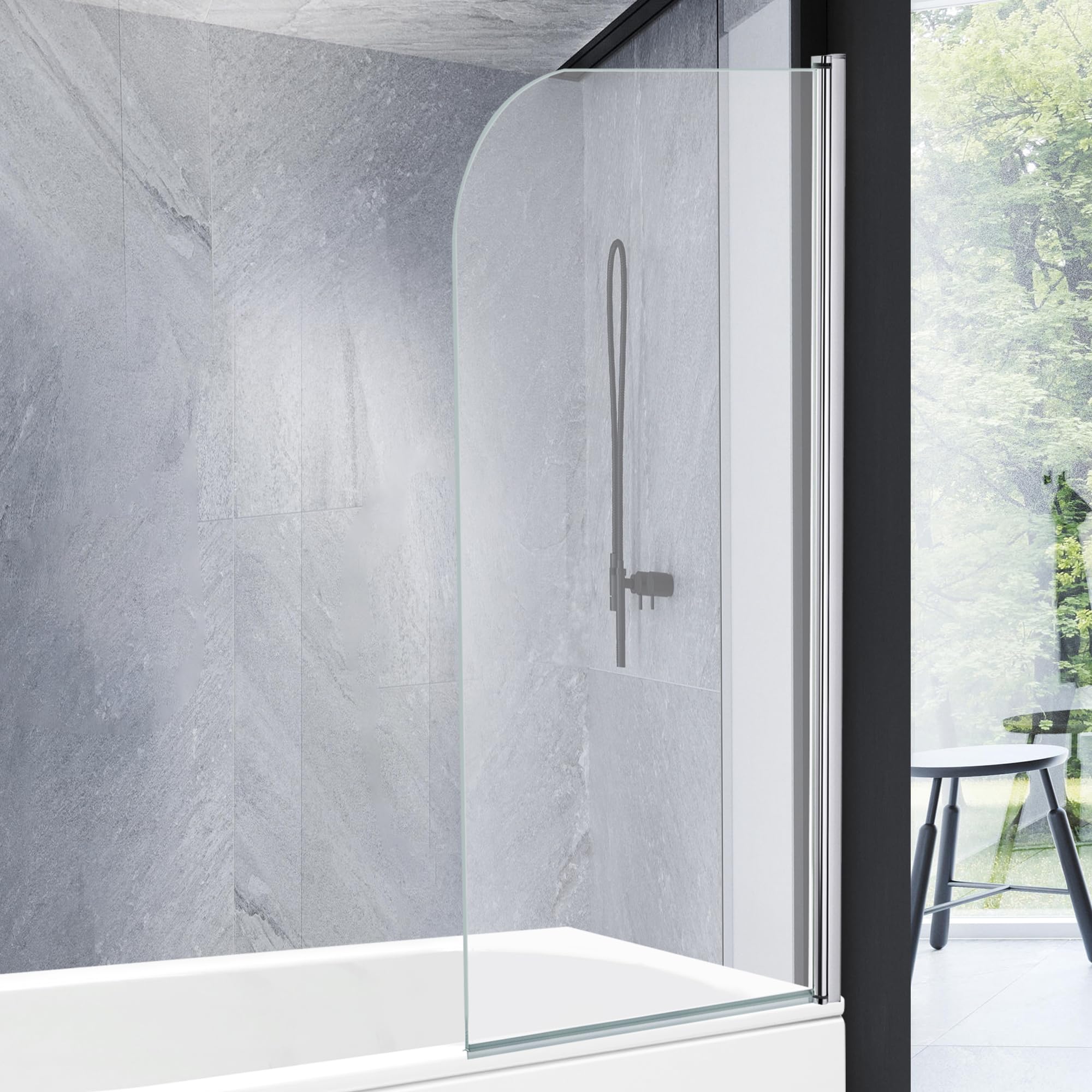 Curved Edge Straight Bath Screen - 1400 x 800mm