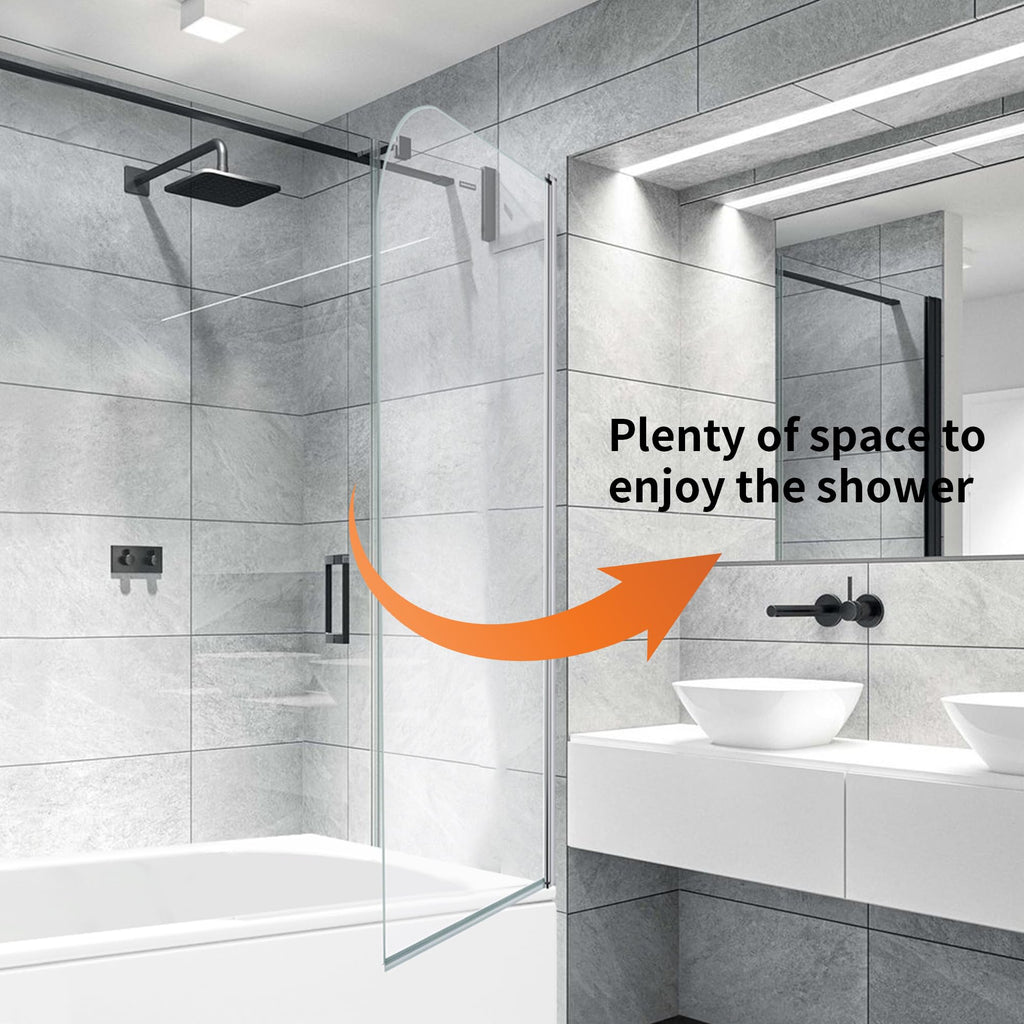 Curved Edge Straight Bath Screen - 1400 x 800mm