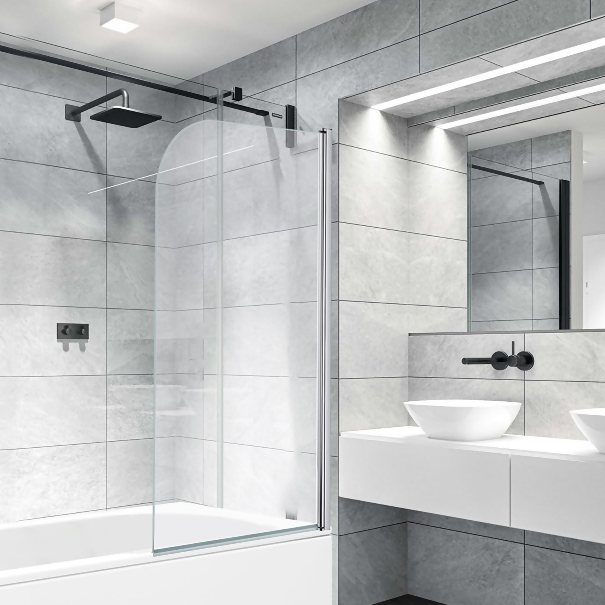 Curved Edge Straight Bath Screen - 1400 x 800mm