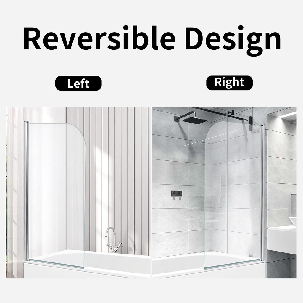 Curved Edge Straight Bath Screen - 1400 x 800mm