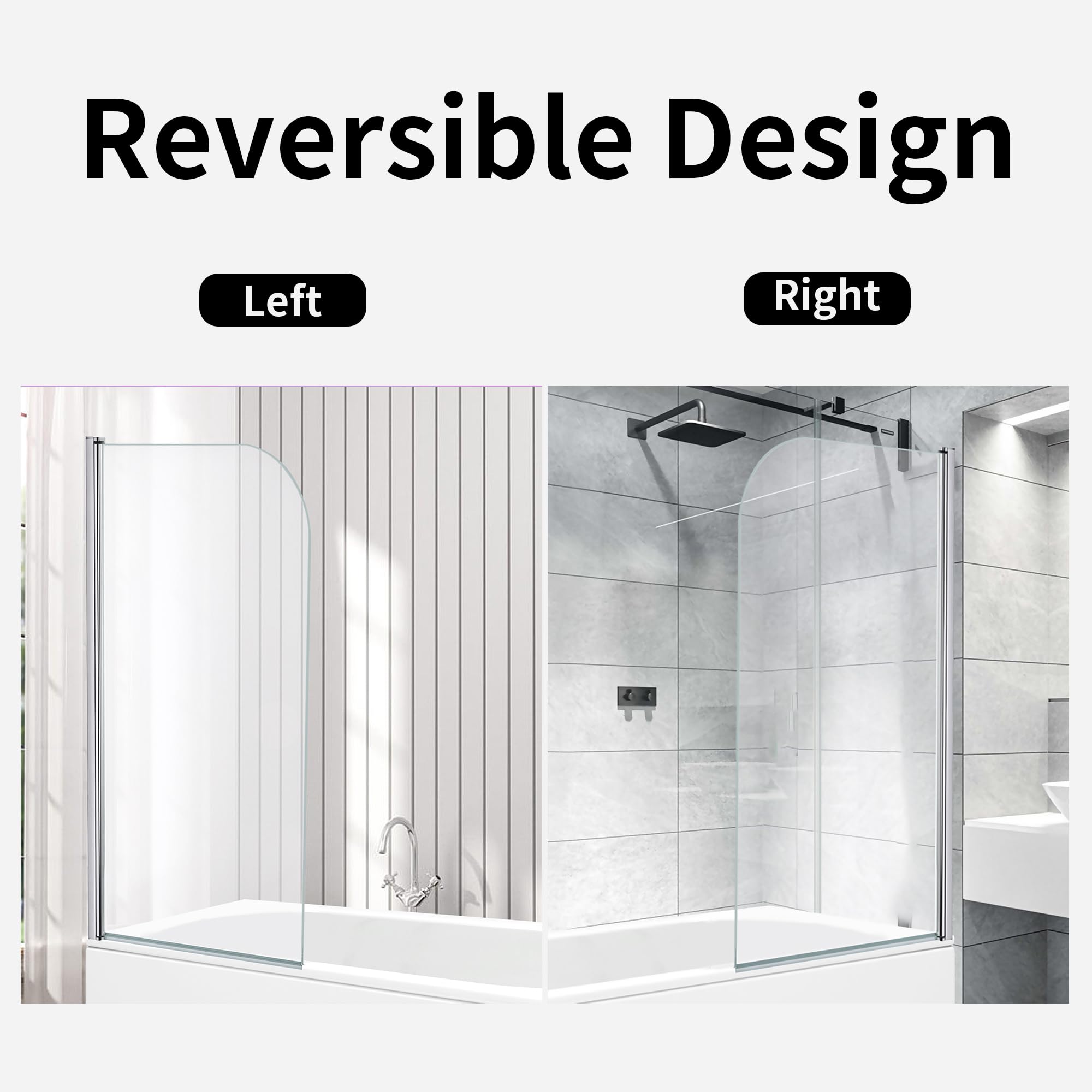 Curved Edge Straight Bath Screen - 1400 x 800mm