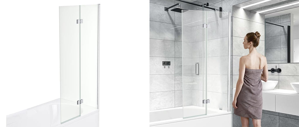 Curved Bath Screen with Towel Rail - 1435 x 720mm