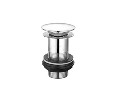 VeeBath Full Dome Basin Waste Slotted, Click Clack Pop-Up, Stylish & Functional Waste for Bathroom Sink with Overflow Compatibility, Chrome