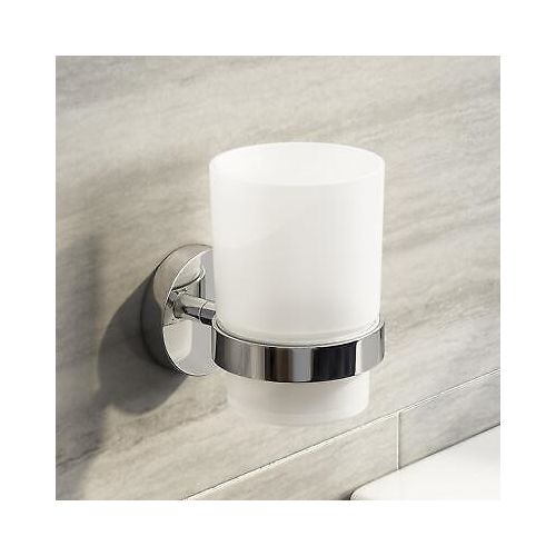 Modern Chrome Toothbrush Holder Wall Mounted Tumbler Bathroom Accessory