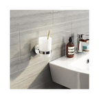 Modern Chrome Toothbrush Holder Wall Mounted Tumbler Bathroom Accessory