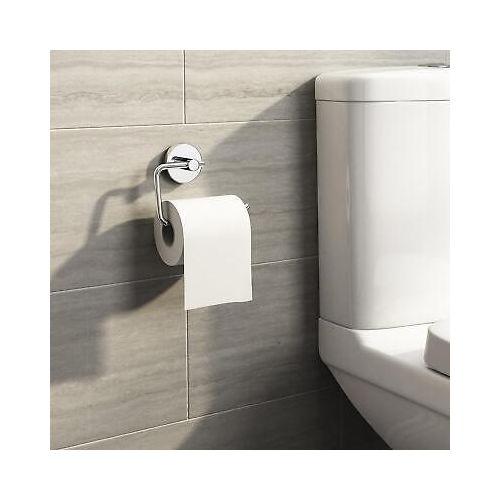 Modern Chrome Toilet Roll Holder Wall Mounted Round Bathroom Accessory