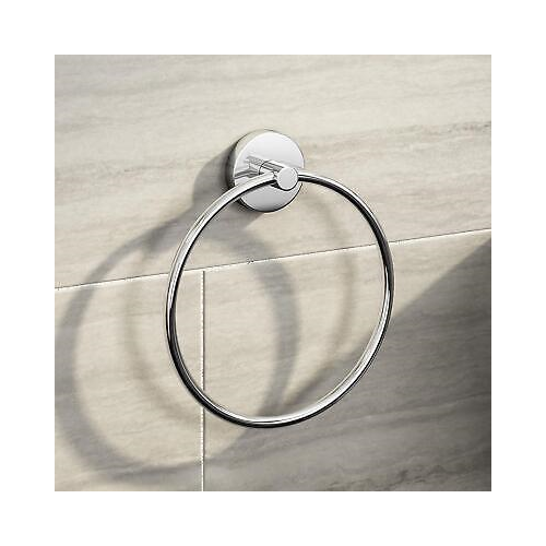 Modern Chrome Towel Ring Holder Wall Mounted Round Bathroom Accessory