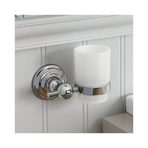 Traditional Chrome Toothbrush Holder Wall Mount Tumbler Bathroom Accessory