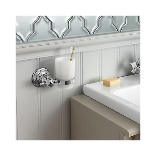 Traditional Chrome Toothbrush Holder Wall Mount Tumbler Bathroom Accessory