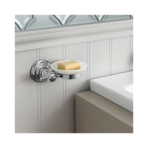 Traditional Round Soap Dish Holder Chrome Wall Mounted Bathroom Accessory