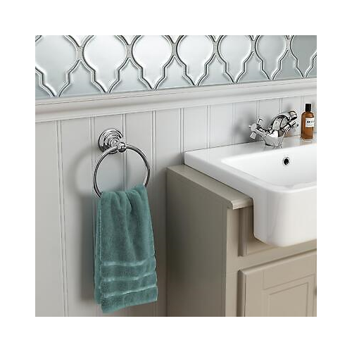 Traditional Chrome Towel Ring Holder Wall Mount Round Bathroom Accessory