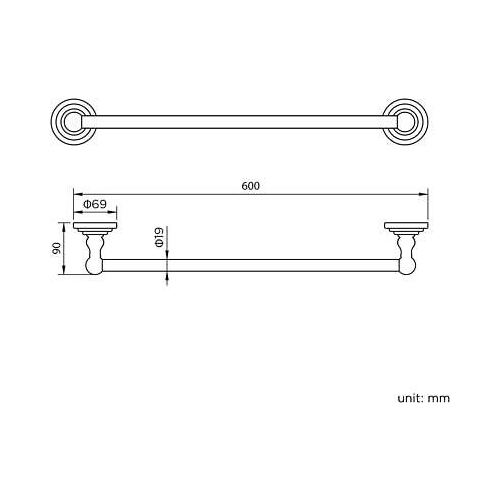 Traditional Chrome Towel Rail Bar Wall Mounted Bathroom Accessory