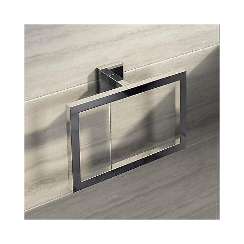 Modern Chrome Towel Ring Holder Wall Mounted Square Bathroom Accessory