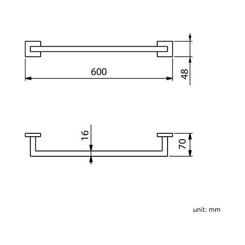 Modern Chrome Towel Rail Bar Wall Mounted Square Bathroom Accessory