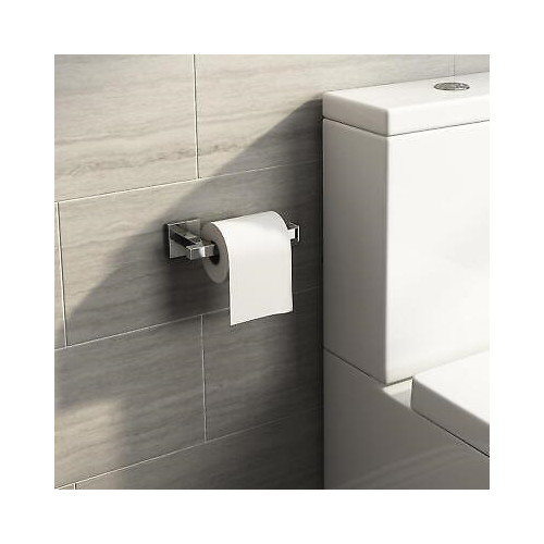 Modern Chrome Toilet Roll Holder Wall Mounted Square Bathroom Accessory