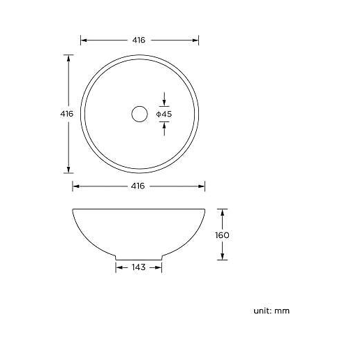 Modern Round Ceramic Cloakroom Basin Bowl Countertop Bathroom Sink CA1001