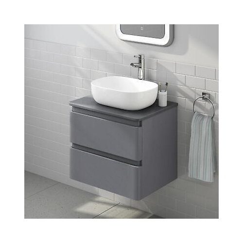 Modern Curved Countertop Sink Wash Basin Gloss White Ceramic