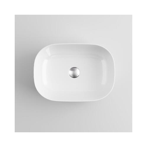 Modern Curved Countertop Sink Wash Basin Gloss White Ceramic