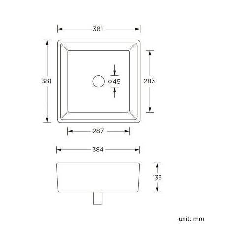 Modern Square Ceramic Cloakroom Basin Countertop Bathroom Sink CA1000