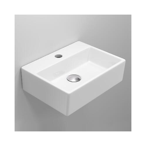Modern Square Ceramic Cloakroom Basin White Wall Hung Bathroom Sink