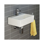 Modern Square Ceramic Cloakroom Basin White Wall Hung Bathroom Sink