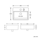 Modern Square Ceramic Cloakroom Basin White Wall Hung Bathroom Sink