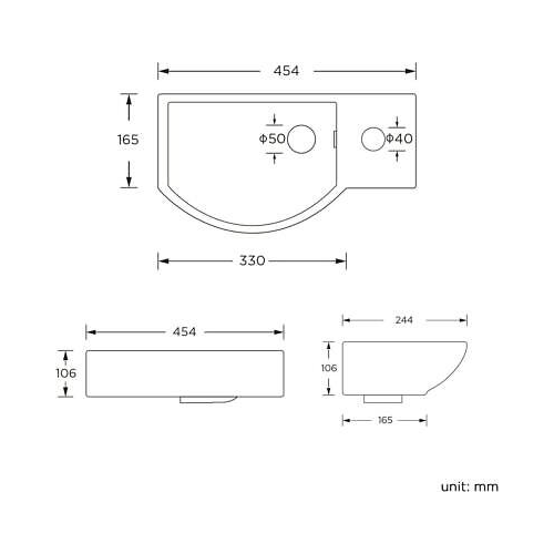 Modern Ceramic Cloakroom Basin Compact Wall Hung Bathroom Sink CA1007