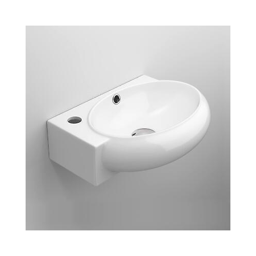 Modern Oval Ceramic Cloakroom Basin Right Hand Bathroom Sink