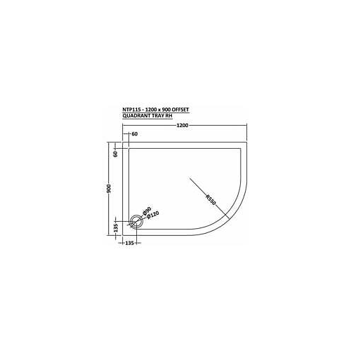 Offset Quadrant Shower Tray 1200x900mm, Stone Resin Tray for Shower Enclosure, Glass Door Bathroom- Right Hand, White