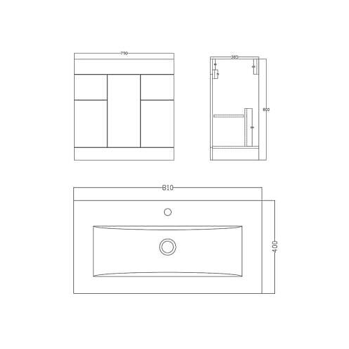 Desire Venus 800 White FS Unit and Slim-Edge Basin - (FLATPACK)