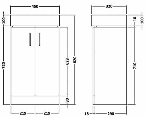 450mm Cloakroom Unit and basin - White (BB.NCLW100)