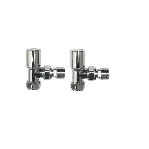 iBathUK Essence Straight Round Radiator Valve Pair, Clip-On Install, Anti-Scald Design, Chrome Radiator Valves, Wall or Floor Mounted, Universal Fit for All Radiators