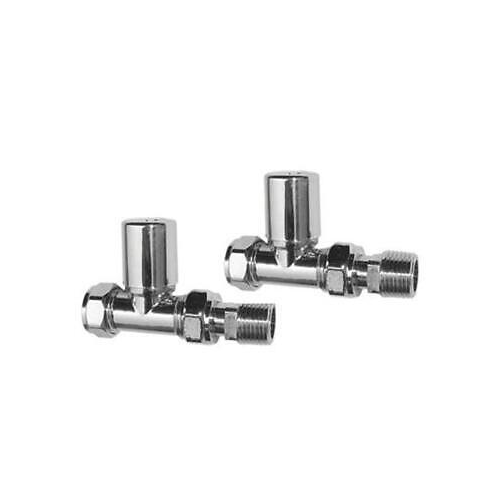 iBathUK Essence Straight Round Radiator Valve Pair, Clip-On Install, Anti-Scald Design, Chrome Radiator Valves, Wall or Floor Mounted, Universal Fit for All Radiators