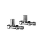 iBathUK Essence Straight Round Radiator Valve Pair, Clip-On Install, Anti-Scald Design, Chrome Radiator Valves, Wall or Floor Mounted, Universal Fit for All Radiators