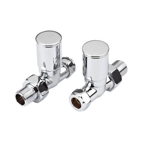 iBathUK Essence Straight Round Radiator Valve Pair, Anti-Scald Design, Matt White Radiator Valves, Wall or Floor Mounted, Universal Fit for All Radiators