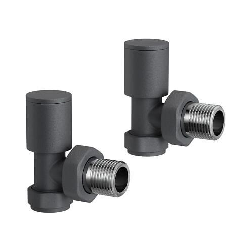 iBathUK Essence Straight Round Radiator Valve Pair, Anti-Scald Design, Matt White Radiator Valves, Wall or Floor Mounted, Universal Fit for All Radiators