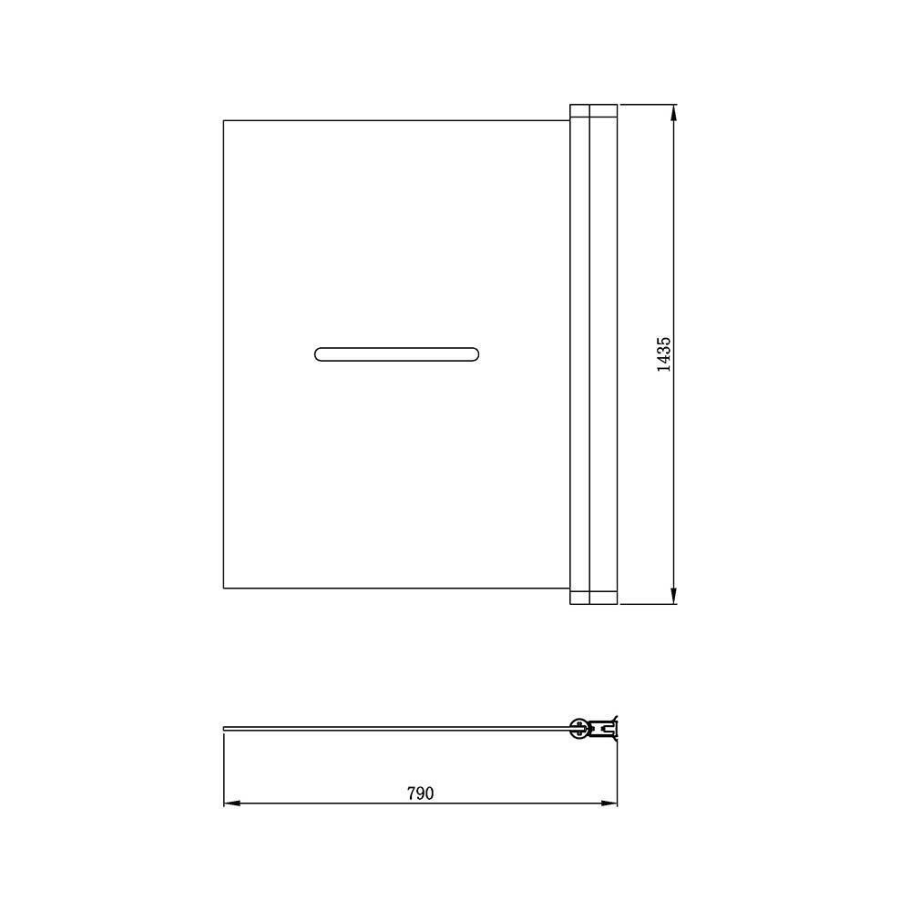 Square Edge Bath Screen with Towel Rail - 1400 x 800mm
