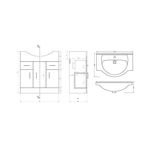Linx 750mm Vanity Sink Cabinet Unit & Mono Basin Mixer Tap