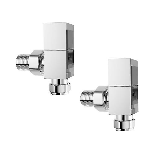 iBathUK Urban Square Straight Radiator Valve Pair, Anthracite, Clip-On Install, Anti-Scald Design, Wall or Floor Mounted, Universal Fit for Modern Radiators