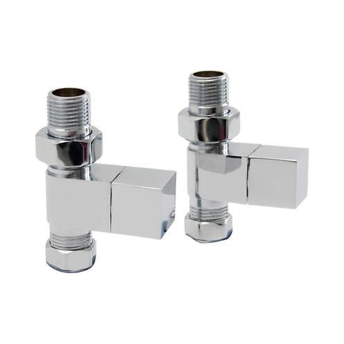 iBathUK Urban Square Straight Radiator Valve Pair, Anthracite, Clip-On Install, Anti-Scald Design, Wall or Floor Mounted, Universal Fit for Modern Radiators