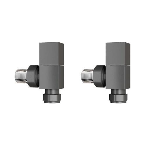 iBathUK Urban Square Straight Radiator Valve Pair, Anthracite, Clip-On Install, Anti-Scald Design, Wall or Floor Mounted, Universal Fit for Modern Radiators