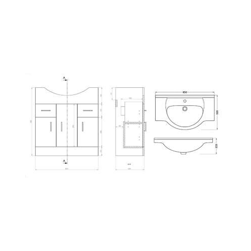 Desire Mars 850 Unit and basin - White (FLATPACK)
